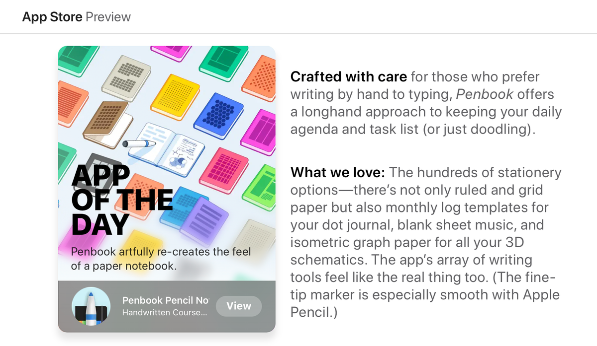Penbook is the App Store's App of the Day